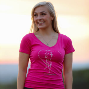 African Elegance Bull V Neck Tee - Protea